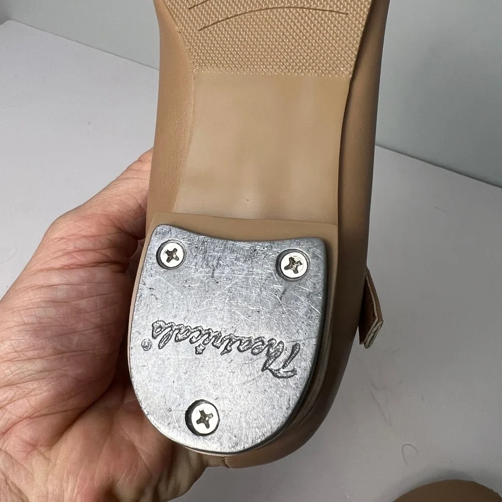 Capezio Tap Shoes Kids 2M Tan Mary Jane Buckle Strap T9415C Dance Performance